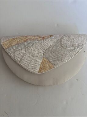 Vintage Beaded White and Gold Evening Clutch